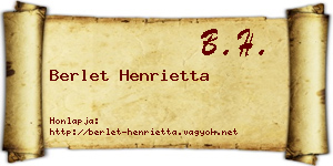 Berlet Henrietta névjegykártya